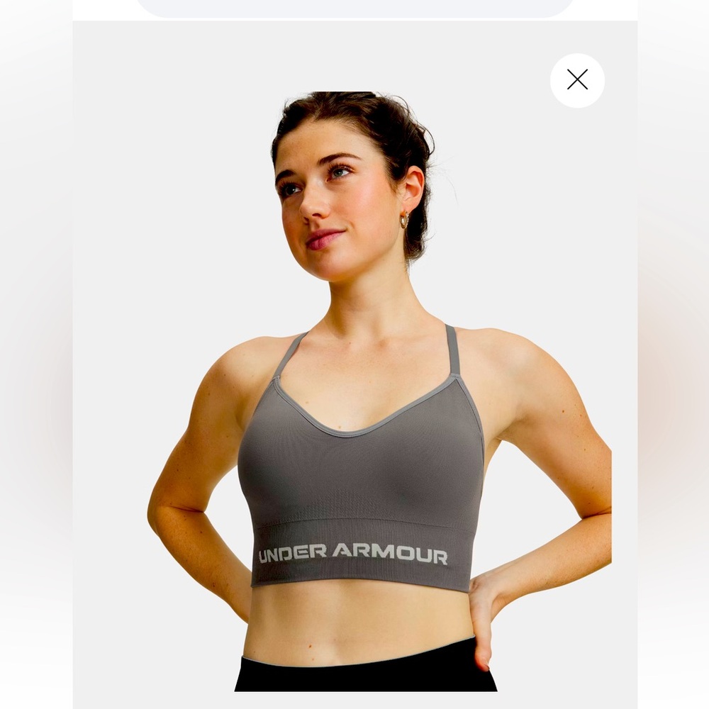 UA Seamless Low Long
Women's Sports Bra NWOT removed. M grey